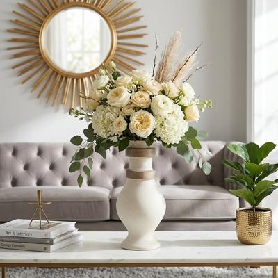 Sagebrook Home Ecomix Ivory Cylinder Textured Abstract Vase