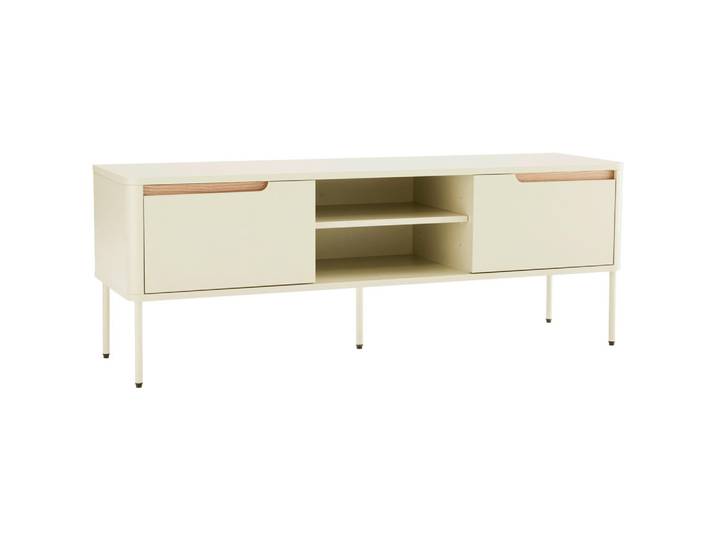 Carryhome Lowboard, Grauweiss, Holz, Metall, Holzwerkstoff, Eiche,Eiche, massiv,massiv, 2 Fächer, 140x51x40 cm, Wohnzimmer, TV Möbel, Lowboards