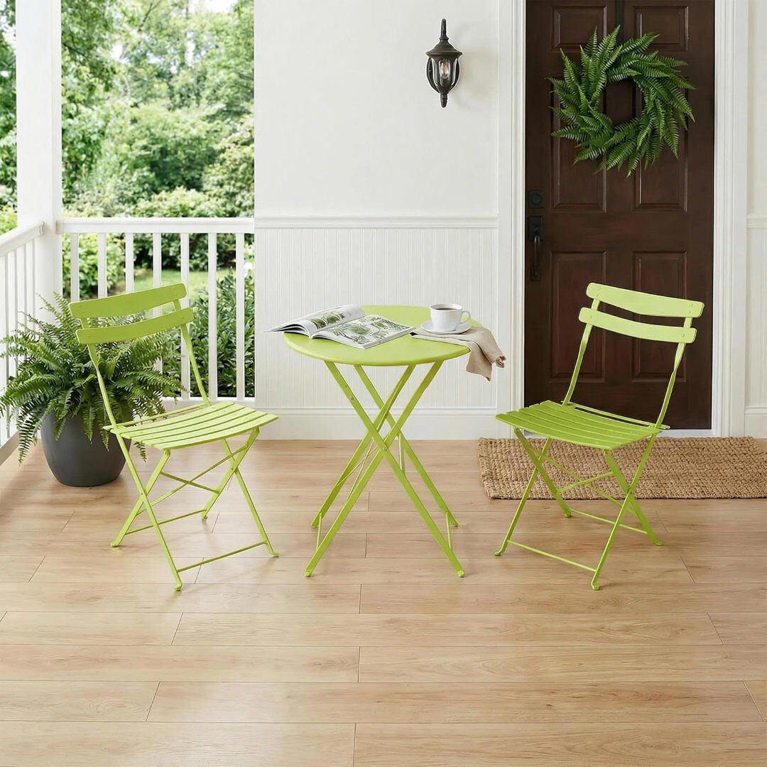 Dakota Fields 2 - Person Steel Patio Dining Set Round Table Teal 2