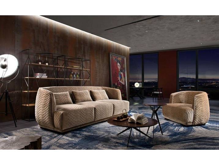 JVmoebel Polstergarnitur Italienisches Sofa in Grau mit hochwertiger Polsterung, Made in Europa