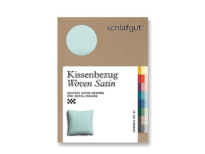 schlafgut Woven Satin Kissenbezug 40x40cm Petrol Light, Hotelqualität seidig