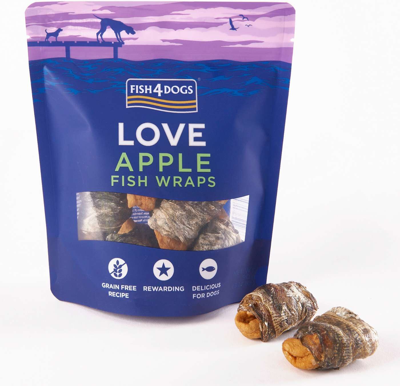 Fish4Dogs Love Apple Fish Wraps Premi per Cani 90 g