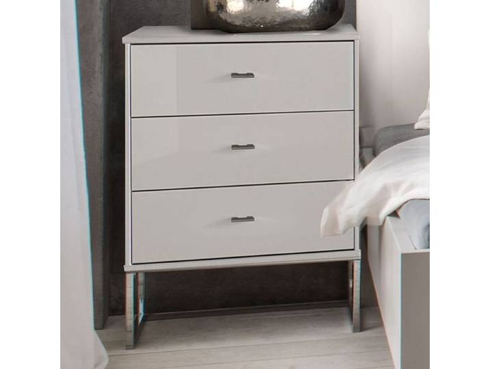 Nachttisch Crawley Komfort H:81cm/B:60cm/T:43cm Weiß mit Schubkasten Soft-Close
