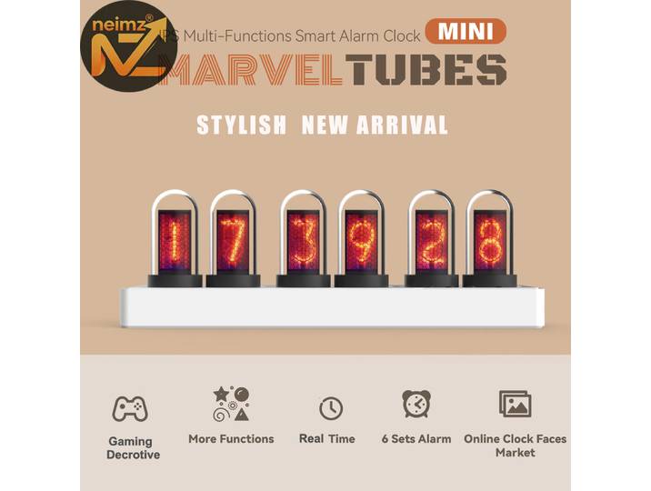 Réveil à tubes Nixie IPS avec lumières RGB colorées pour la décoration de salle de jeux. Cadrans d'horloge et images DIY pour idées cadeaux