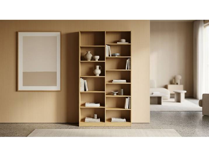 Schlichtes Bücherregal gestalten Eiche Natur geölt