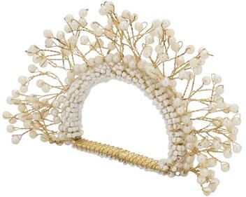 Saro Lifestyle Pearl Napkin Rings With Crown Design (Set of 4)
