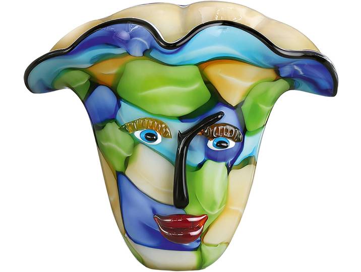 Tischvase CASABLANCA BY GILDE Visto, Höhe ca. 31 cm , blau (blau, grün), B:37cm H:31cm T:22cm, Glas, Vasen, Tischvase, dekorative Vase aus Glas, Blumenvase