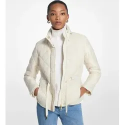Michael Kors für Damen. MT520IB3SB Wattierte Jacke mit Gürtel in Gebrochenes Weiß (XS), Lässig, Recyceltes Polyester