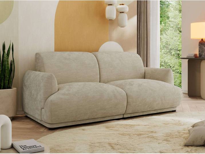 MKS MÖBEL Sofa PUNTA, Polsterbett 3-Sitzer, feststehend, HR-Schaum, Wellenfedern, modernes Design