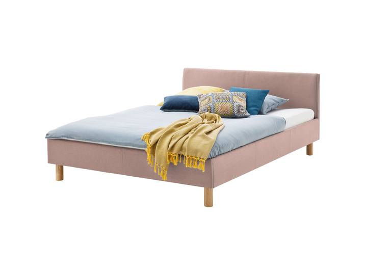 Gepolstertes Bett Camilla Stoff altrosa 140 x 200 cm - Material: Polyester - Bett