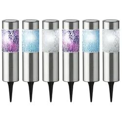 MARELIDA LED Solar Wegleuchten Mosaik Solarleuchten Edelstahl Garten Rasen silber 6er Set