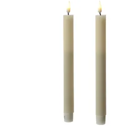 283 LED Stabkerzen Mia Tafelkerzen Echtwachs flackernd H: 24cm creme 2Stk