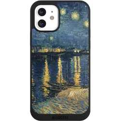 Nivocase Handyhülle für Apple iPhone 12 Hülle NIVOpure Case Schwarz Kunst Malerei (Apple iPhone 12), Smartphone Hülle, Schwarz