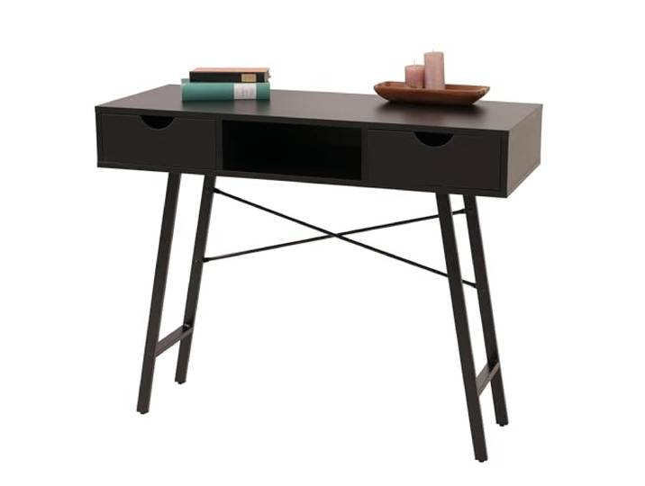 Mendler Konsolentisch HWC-E92 3D-Struktur 100x40cm - schwarz Ablagentisch, Beistelltisch