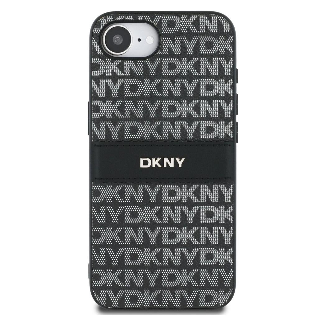 DKNY Etui Repeat Texture Pattern with Tonal Stripe do iPhone 16e czarny (Apple iPhone 16e) (DKHCPSE4PRTHSLK)
