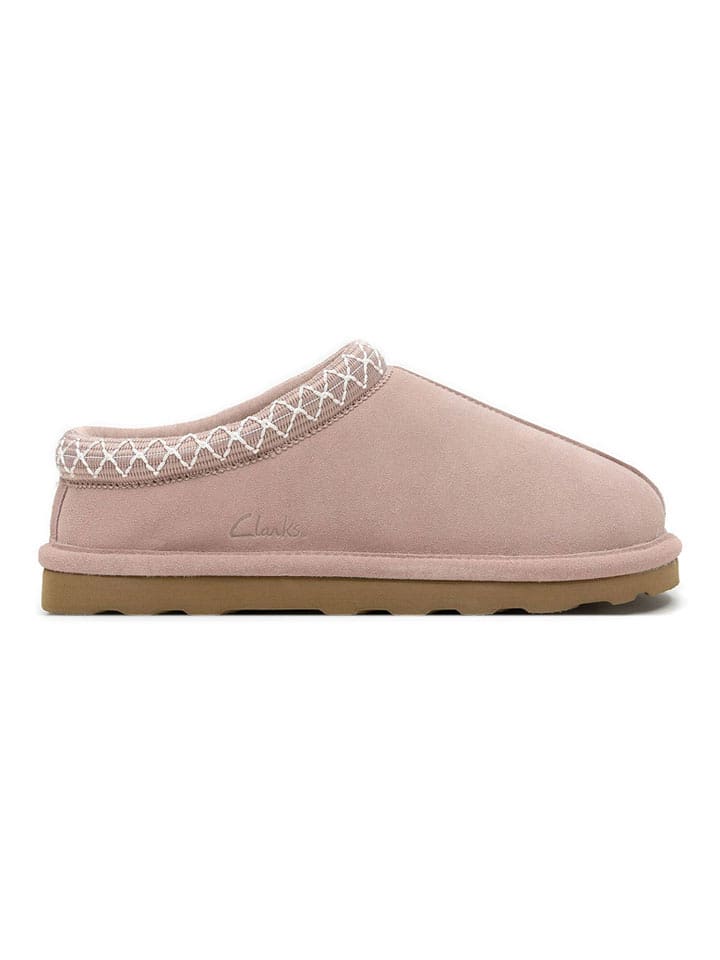 Clarks Leder-Hausschuhe in Rosa - 36