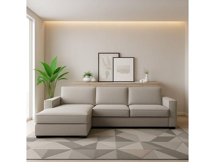 Sodalite - Canapé Fixe avec Méridienne\, 260x95 cm Gris Taupe\\ Taupe\\ Taupe\, Déhoussable\, Italy