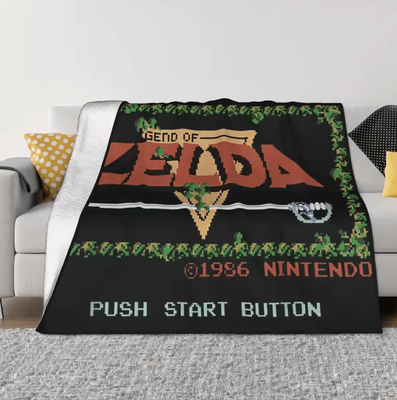Inspire Curations Retro Zelda NES Flannel Throw Blanket For Gaming And Lounging as Picture 125x100cm 50x40in