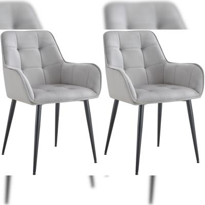 CLP 2er Set Esszimmerstuhl Ferndale Samt Samt HBT: 86x58x62 cm hellgrau