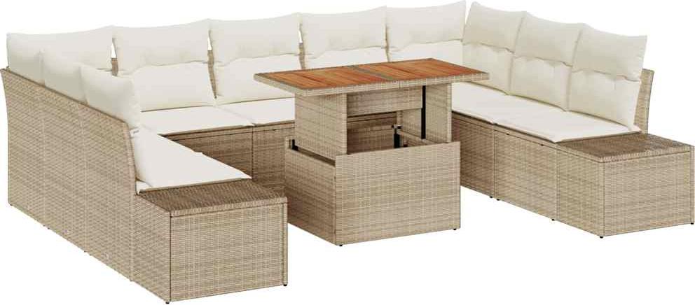 vidaXL Gartensofa-set 10 stk. Beige