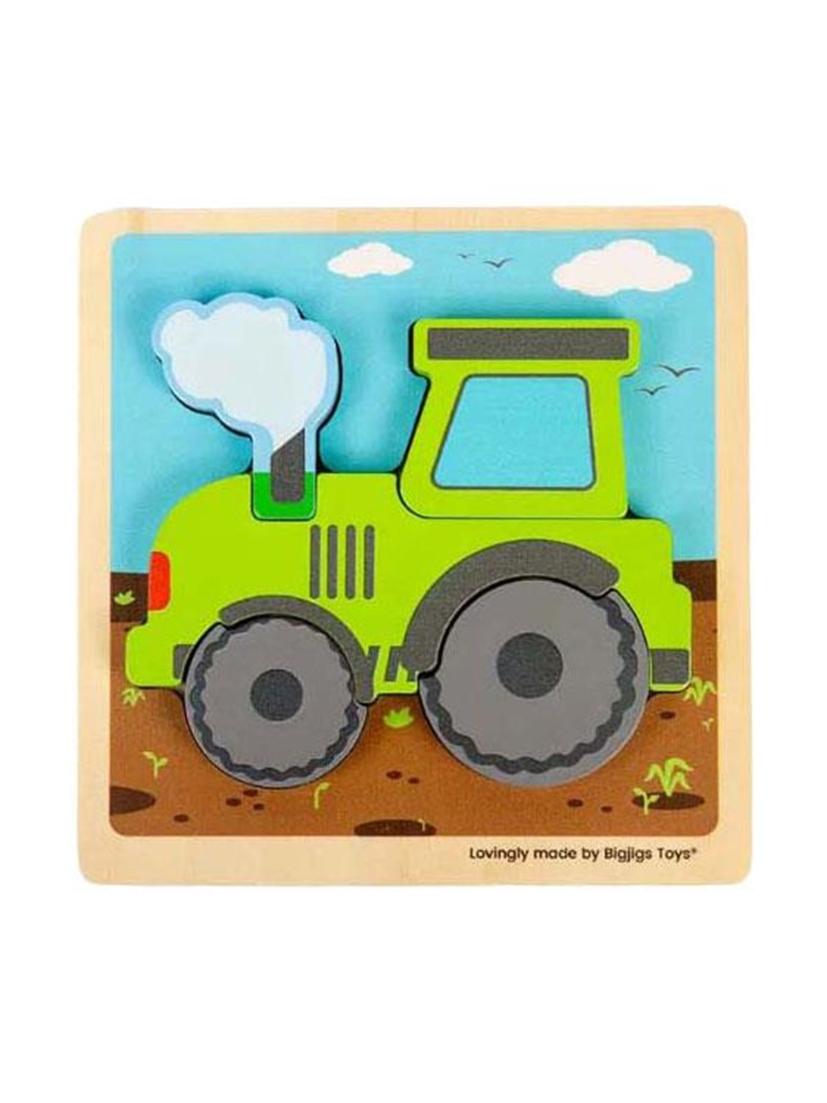 Bigjigs - Wooden Puzzle Tractor with Removable Shapes 5pcs. Holz