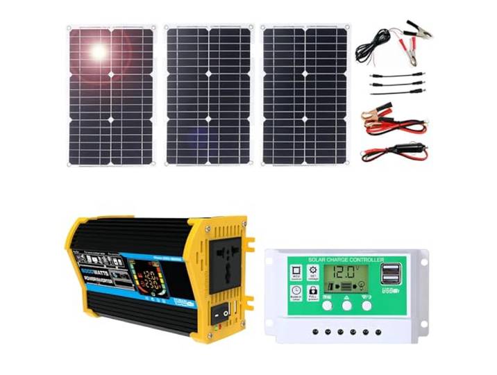 100-W-Solarpanel-Kit mit 6000-W-Wechselrichter und 50-A-Controller(Black,75W)