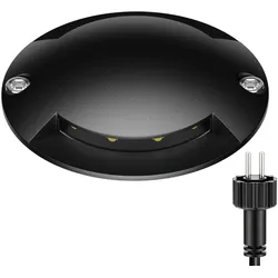 ledscom.de LED Bodenleuchte, Wegmarkierung BUNDA für außen, IP67, 2-flammig, schwarz, rund, 70mm Ø, kaltweiß