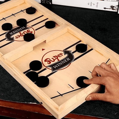 Playful Picks Family Fun & Anti Anxiety Wooden Slingshot Puck Game Great For Kids & Adults Family Fun & Anti Anxiety Wooden Slingshot Puck Game Great For Kids & Adults