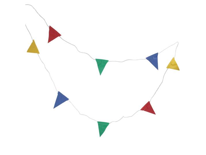 Flaggengirlande mit LED-Lichtern, bunt, 10 Flaggen, IPX4