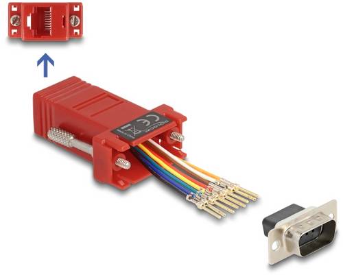 Delock 67103 VGA / RJ45 Adapter [1x D-SUB-Stecker 9pol. - 1x RJ45-Buchse] Rot
