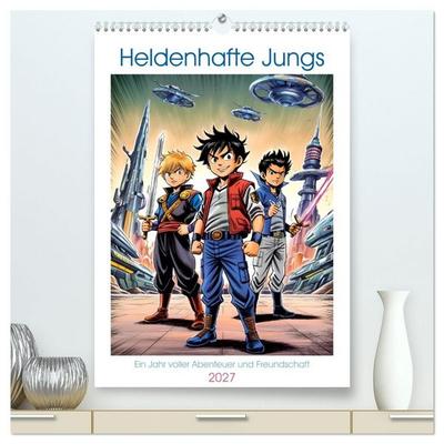 Heldenhafte Jungs - Ein Jahr voller Abenteuer und Freundschaft (hochwertiger Premium Wandkalender 2027 DIN A2 hoch), Kunstdruck in Hochglanz