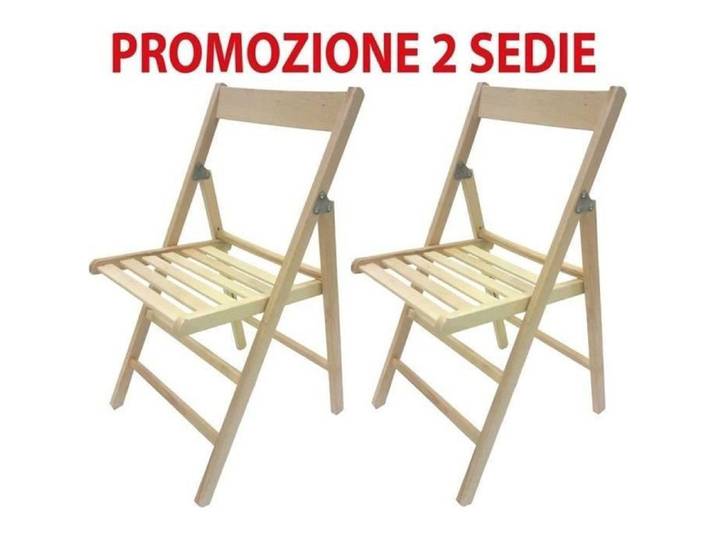 Chaises pliantes - Bois naturel - Lot de 2 - Beige - Intérieur