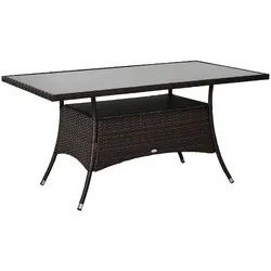 ESSTISCH, Braun + Schwarz, Metall, Sicherheitsglas, Polyrattan