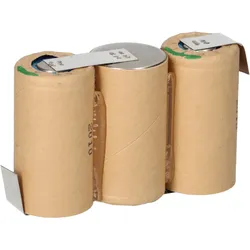 3er Reihe Akku Sub-C 3000mAh 3,6V NiMH mit Lötfahne im Pappmantel