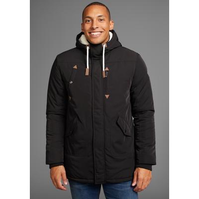 Winterjacke BRUNO BANANI, Herren, Gr. 3XL, schwarz, Obermaterial: 100% Polyester. Futter: 100% Polyester. Wattierung: 100% Polyester, tailliert, Bündchen, Jacken Winterjacke, modischer Stil, taillierte Passform, mit Kapuze, mit Kordelzügen