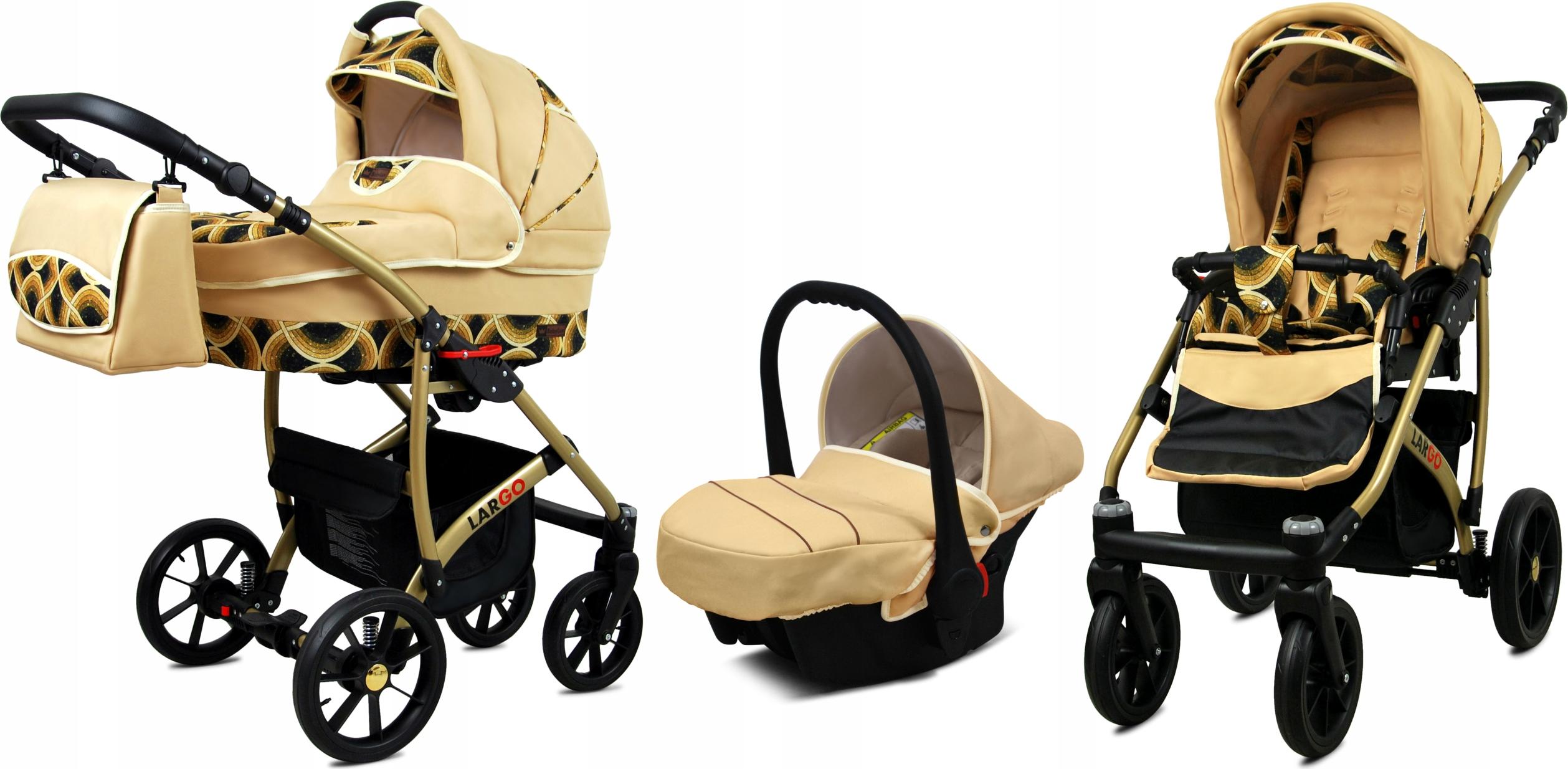 BabyLux Largo | 3in1 Kinderwagen Set | Gold Rainbow | Kombikinderwagen | Kinderwagenset | Buggy