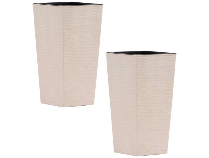 Siena Garden Übertopf-Set, Creme, Kunststoff, 2-teilig, quadratisch,quadratisch, 25x46.5x25 cm, Plastikeinsatz, Dekoration, Blumen & Blumentöpfe, Übertöpfe