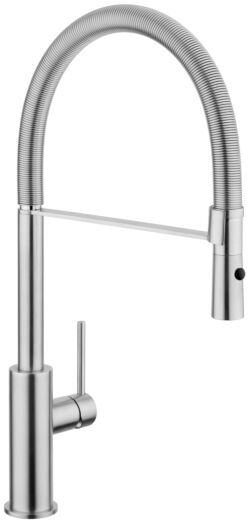 Herzbach Design iX Spültischarmatur 17135210109 edelstahl, Ausladung 22 cm, Spiralfeder-Auslauf