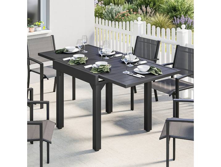 Outsunny Table Extensible Jardin 80-160cm 4-6 Pers Noir