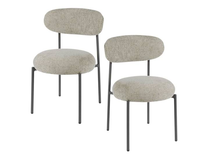 Chaise moderne en velours sable (lot de 2)