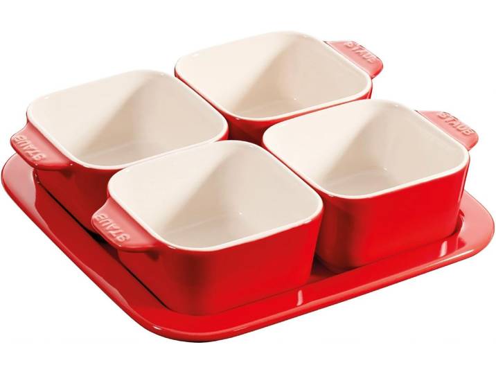 Schale STAUB Apéro-Set 5-teilig , rot (kirschrot), Ø:18cm, Steinzeug, Schüsseln, Schale