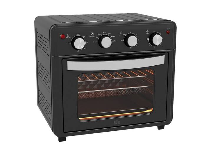 BBG Minibackofen Minibackofen mit Umluft 30L, 7 Modi inkl. Grillrost, Backblech, mit Frittierkorb, Temperatur 90-230°C, schnell und energieeffizient