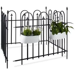 Relaxdays Gartenzaun Metall 4er Set GOTH Schwarz