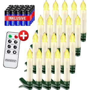 Monzana Christbaumkerzen 105264, mit Fernbedienung, Timer, dimmbar, creme, 20 Stück
