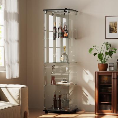 Yvanla "4-Shelf Glass Display Cabinet with Lock, 64""H Freestanding Curio Display Showcase for Collectibles"