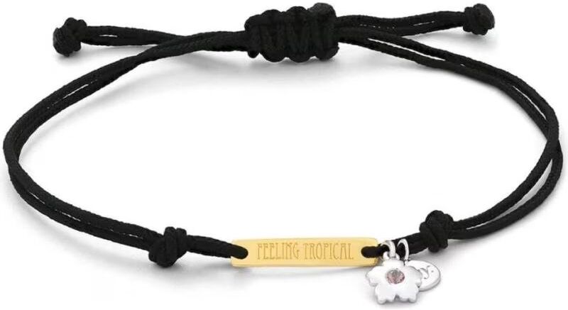 Pulsera Secrecy B3731cdaww900 Ajustable Con Barra Dorada Y Charm De Flor 18cm Mujer