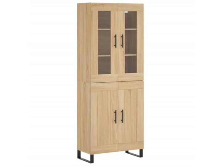 Highboard Sonoma-Eiche 69,5x34x180 cm Holzwerkstoff mit Metallfüßen Stauraum, Holzwerkstoff, Sonoma-Eiche, Metallfüße, Standschrank