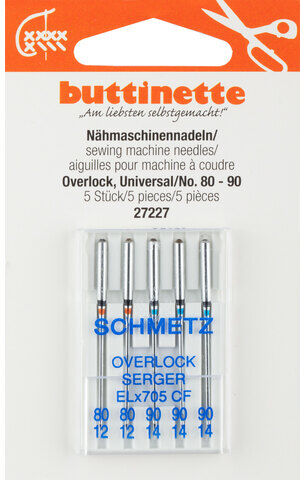 buttinette Overlock-Nähmaschinennadeln "Universal", Stärke: 80–90, Inhalt: 5 Stück