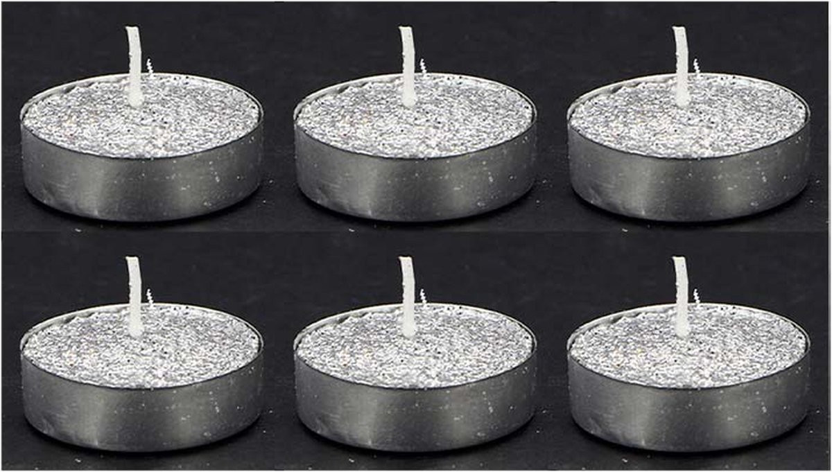 Silumen set van 6 stuks decoratie zilver plastic
