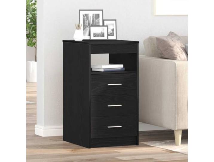 Schubladenschrank Schwarz Eichen-Optik 40x50x76cm Holzwerkstoff Kommode Pflegeleichte Oberfläche, robuste Ablagefläche, viel Stauraum, mit Wandhalterung zur Sicherung